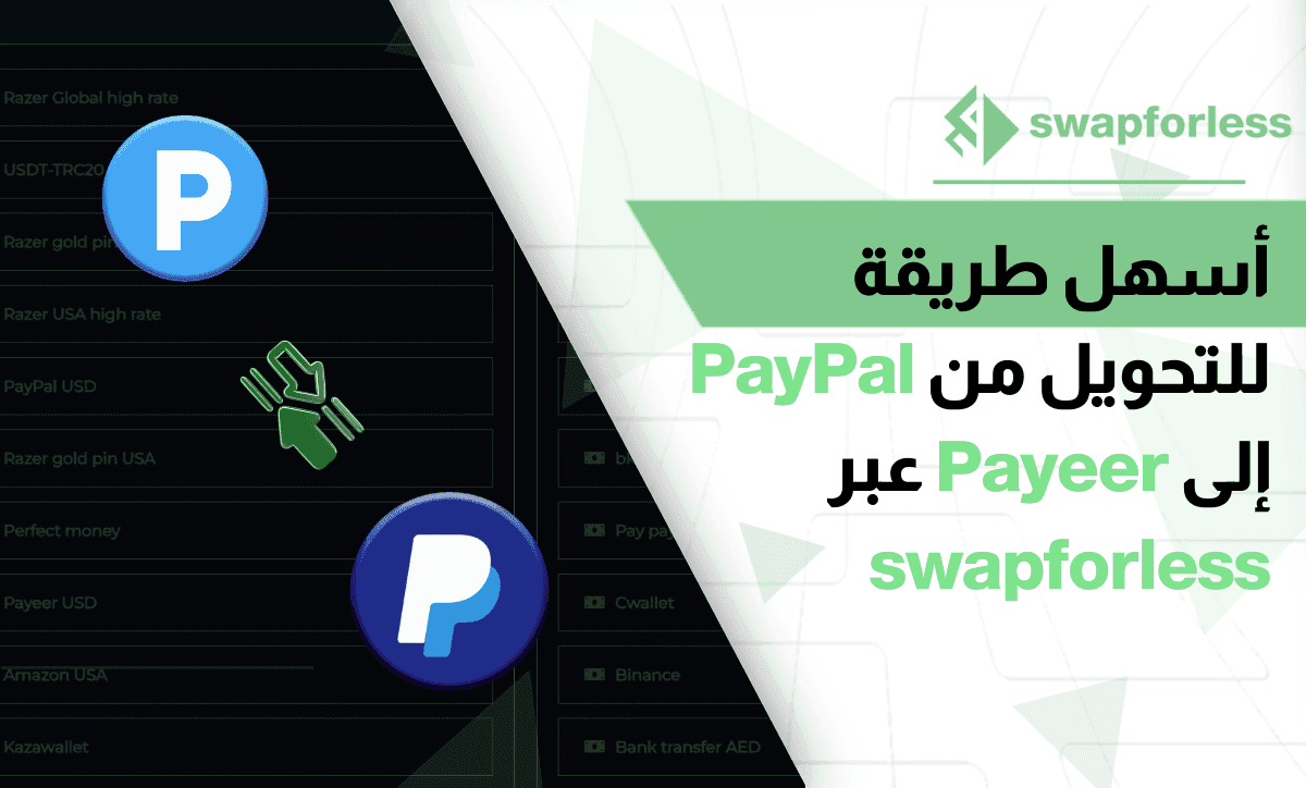أسهل طريقة للتحويل من PayPal إلى Payeer عبر swapforless 