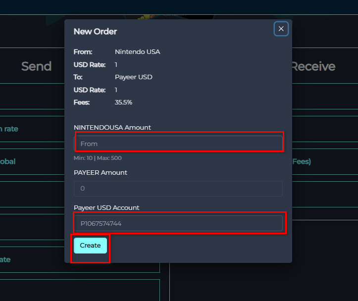 Steps to Exchange Nintendo USA Balance to Payeer USD via Swapforless