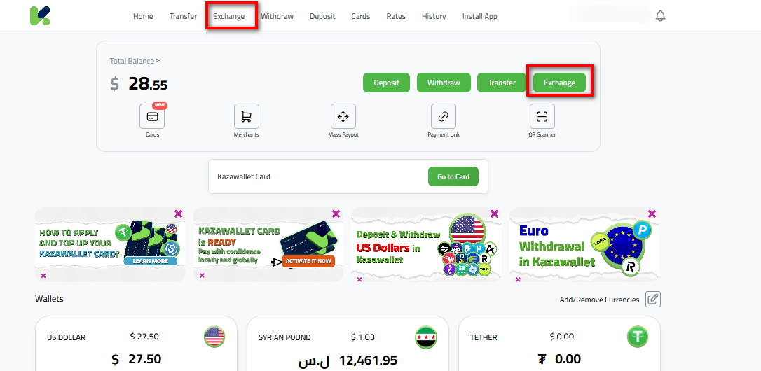 Exchanging USDT to Other Crypto via Kazawallet