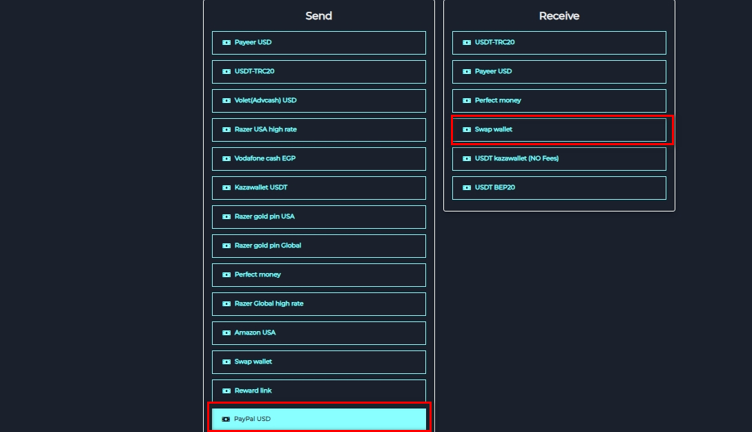 طريقة تحويل من بيبال إلى Swap Wallet 