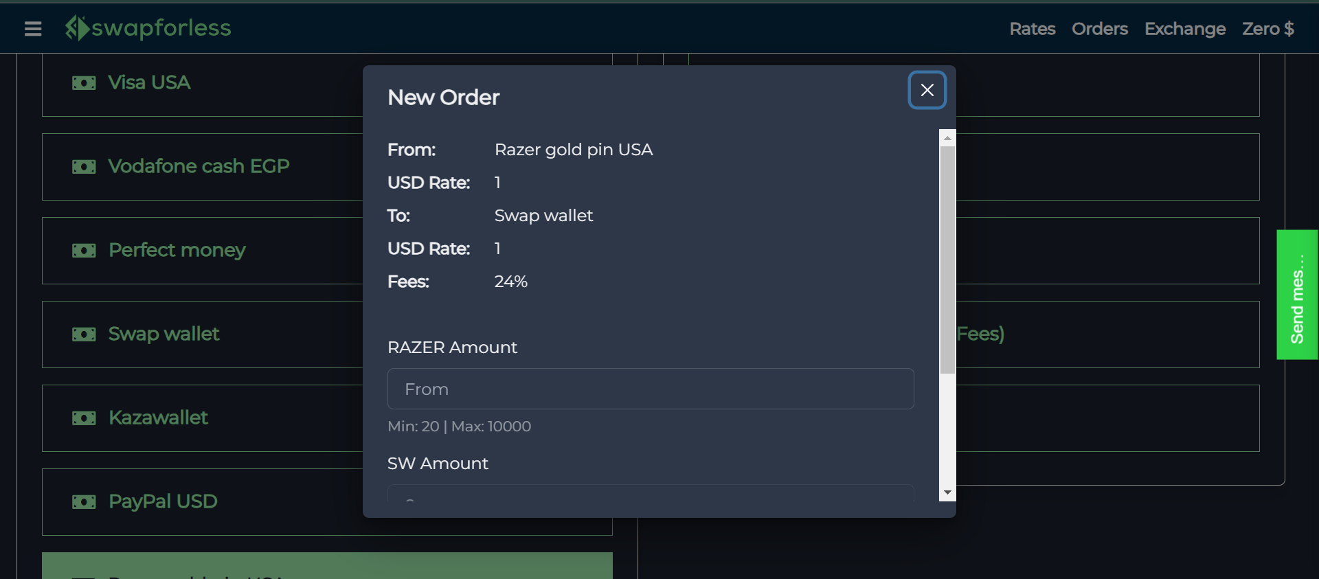 Explanation of How to Convert from Razer to Swap Wallet: