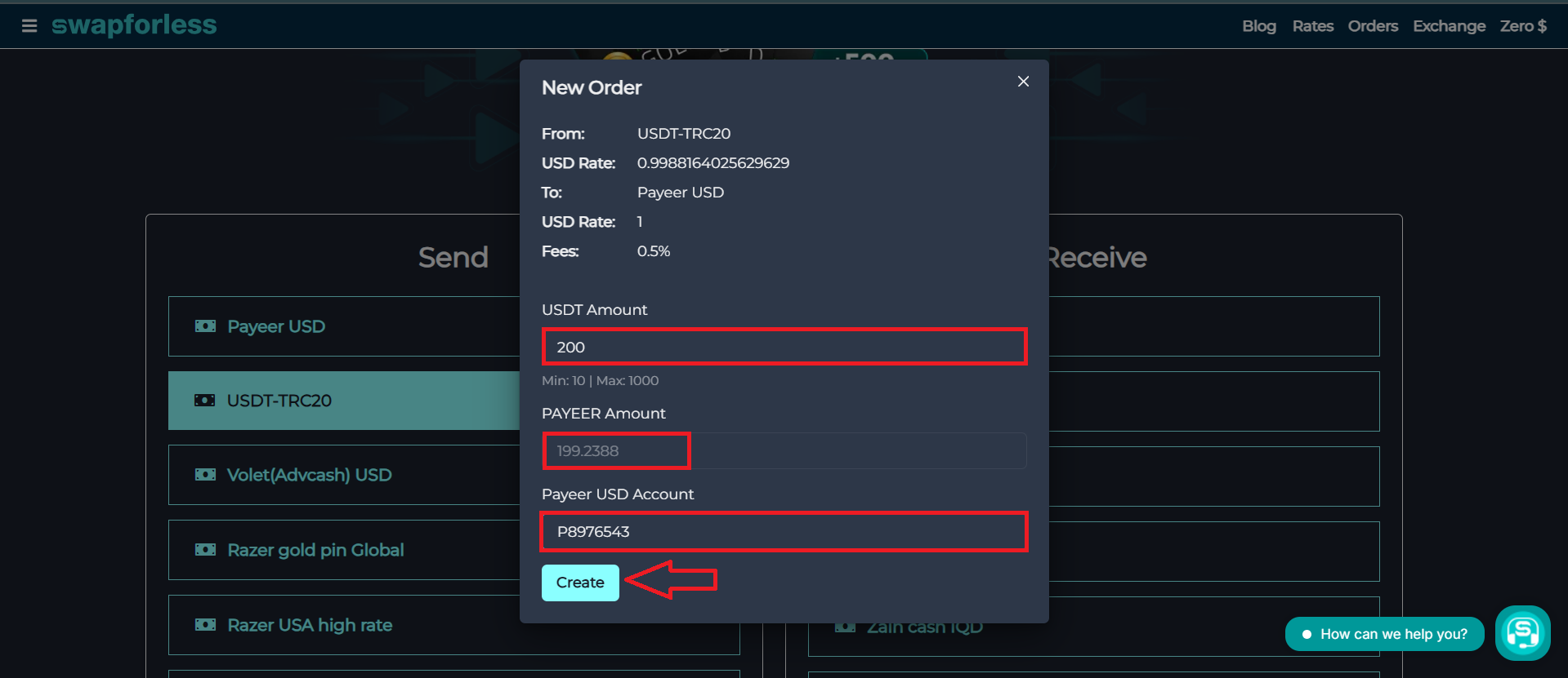 How to Exchange USDT to Payeer via swapforless