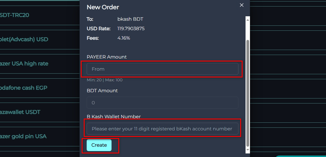 Steps to Exchange from Payeer to bKash via Swapforless: